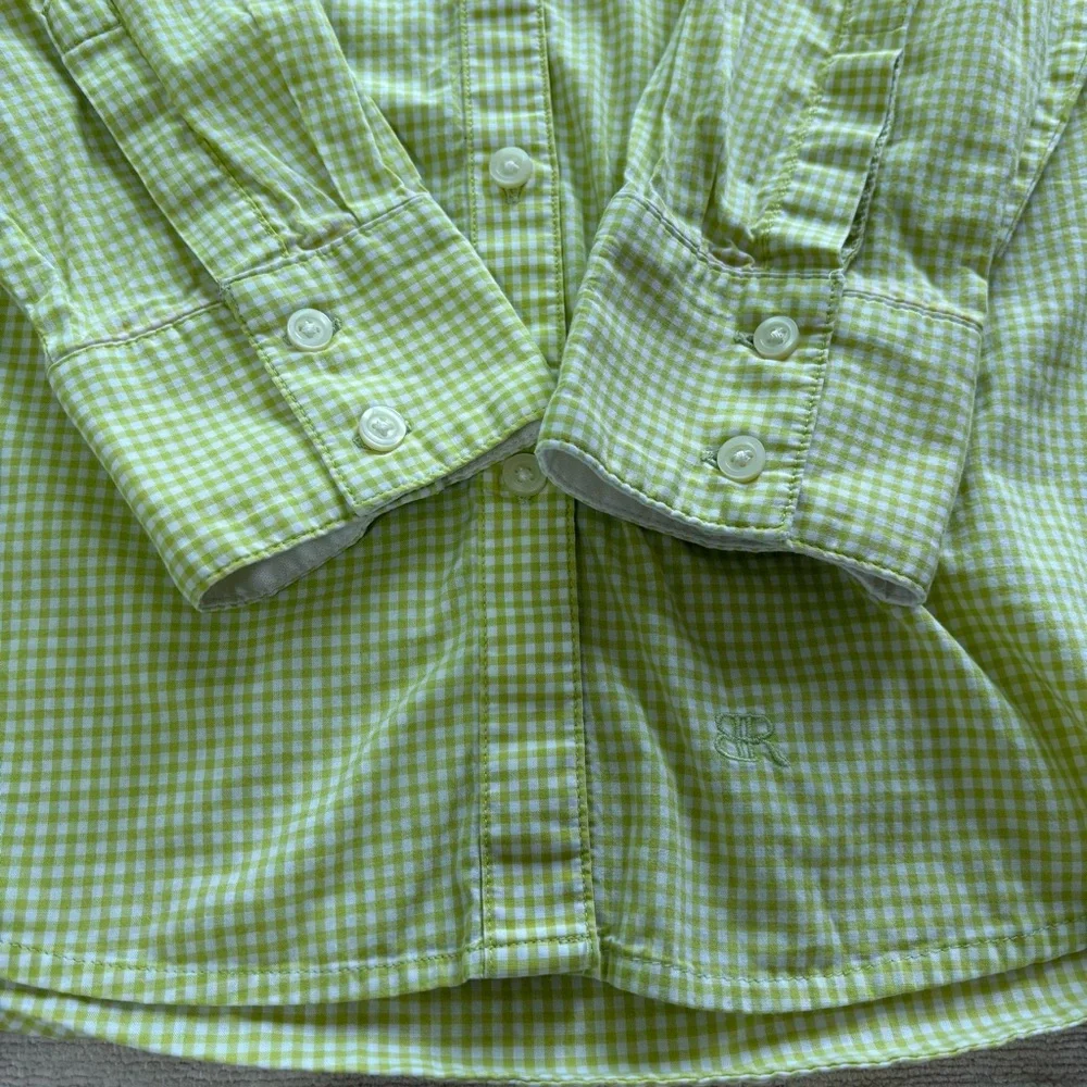 Banana Republic Soft Wash Shirt Women's Green White Gingham‎ Plaid Cotton Size M